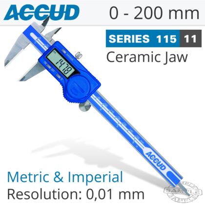 ACCUD DIG. CALIPER 200MM 0.02MM ACC. CERAM. JAWS- AC115-008-11