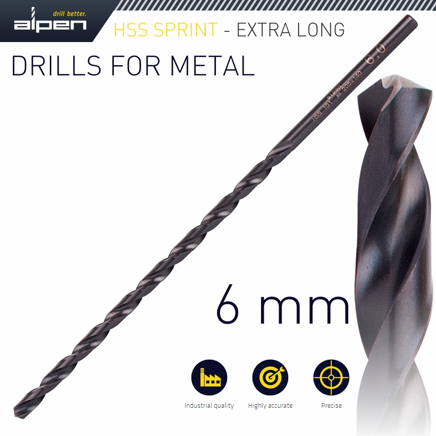 ALPEN - HSS SUPER 6MM 205 X 140 EXTRA LONG ALP100006