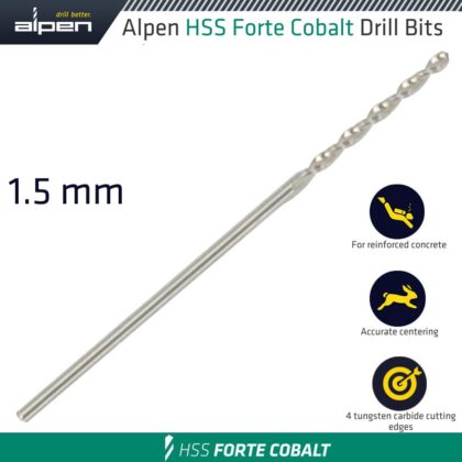 ALPEN - HSS FORTE COBALT DRILL BIT 1.5MM ALP183015