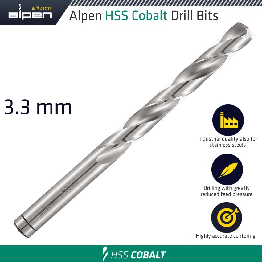 ALPEN - HSS COBALT DRILL BIT 3.3MM ALP623033