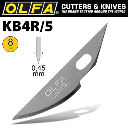 OLFA ART CURVED CARVING BLADE 5/PACK 8MM BLA KB4R5