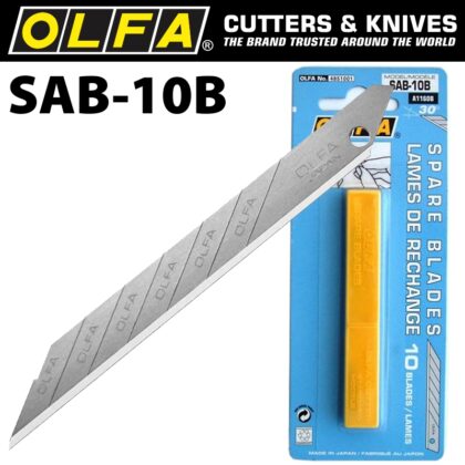 OLFA BLADES FOR SAC1 10/PK BLISTER 9MM SHARPER ANGLED BLADES BLA SAB10B
