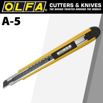 OLFA ONE WAY LOCK CUTTER WITH BLACK BLADE SNAP OFF KNIFE CTR A5
