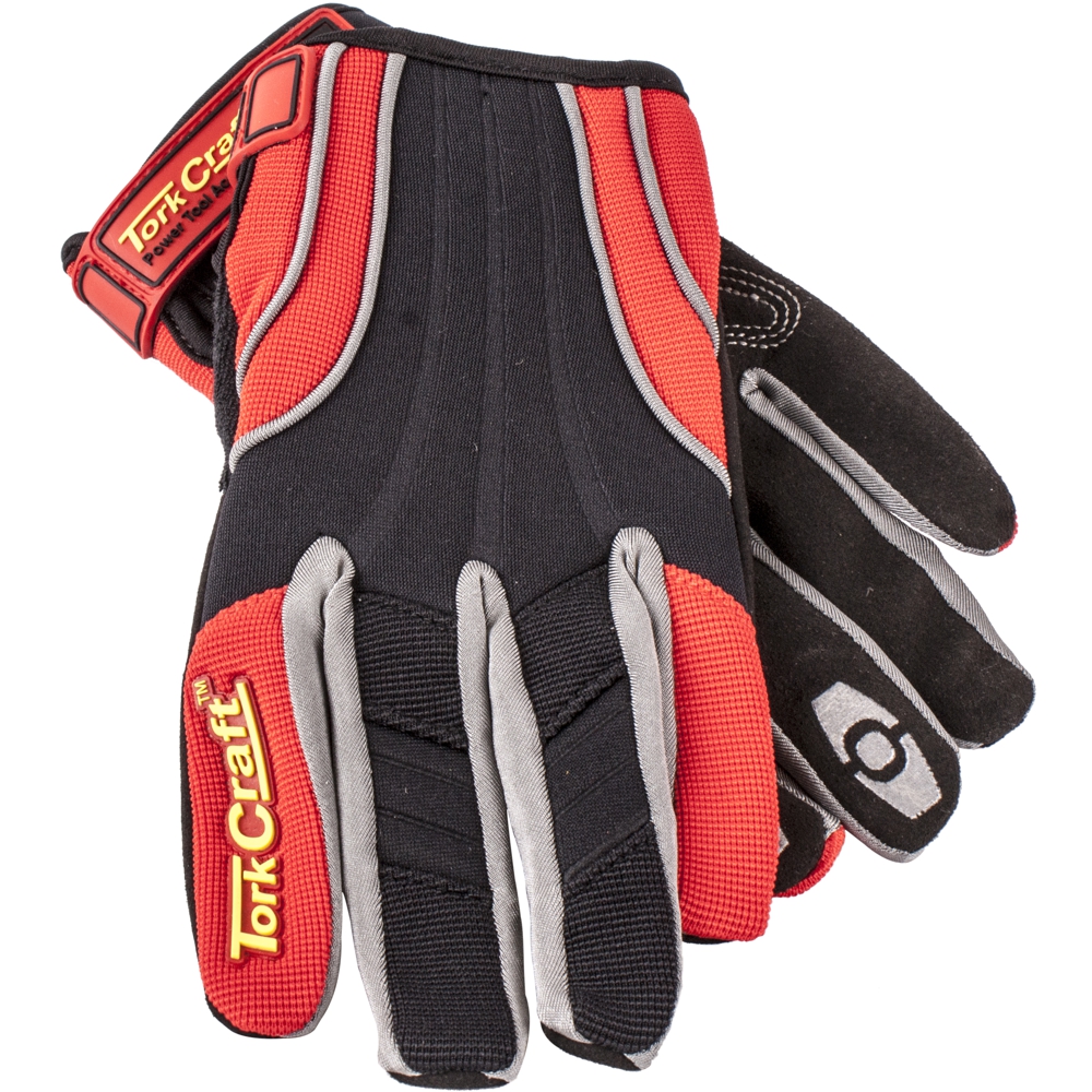 TORK CRAFT - MECHANICS GLOVE SMALL SYNTHETIC LEATHER REINFORCED PALM SPANDEX RED GL20