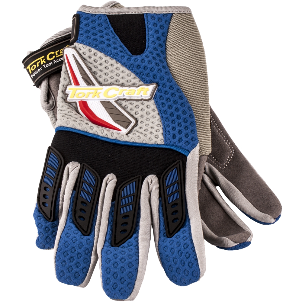 TORK CRAFT - MECHANIC GLOVE X-SMALL SYNT.LEATHER LEATHER PALM AIR MESH BACK BLUE GL29