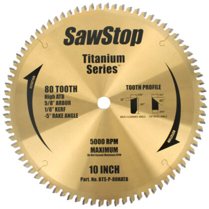 SAWSTOP 80T COMBINATION SAW BLADE TITANIUM SERIES - BTSP80HATB