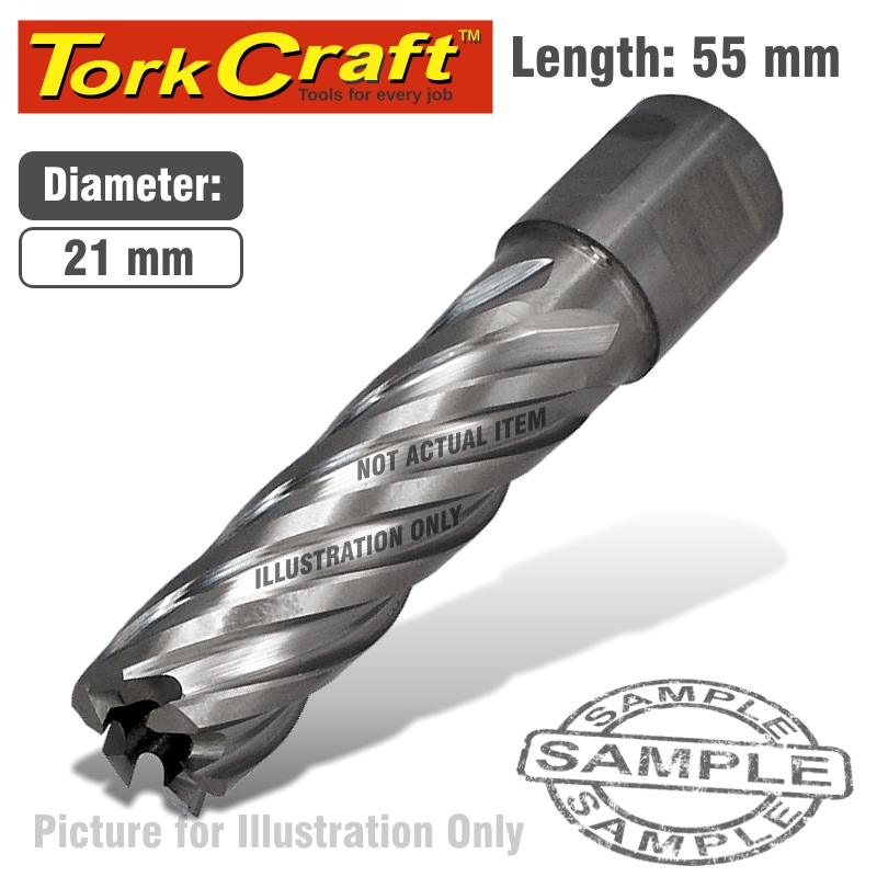 TORK CRAFT - ANNULAR HOLE CUTTER HSS 21 X 55MM BROACH SLUGGER BIT TCAC021-2