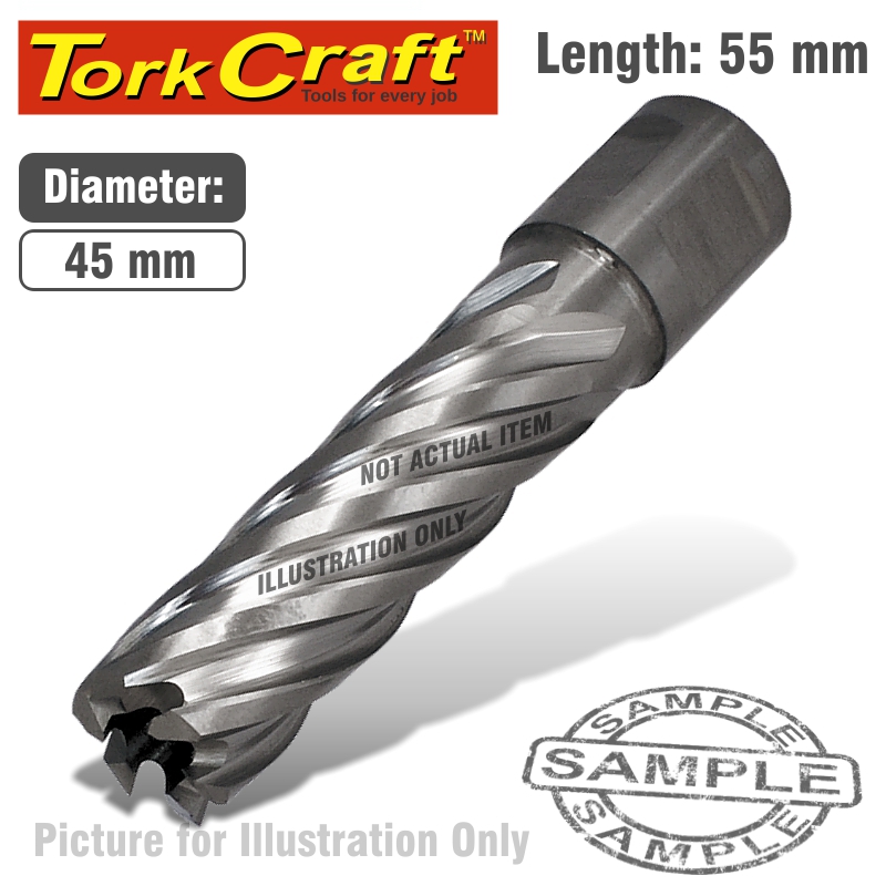 TORK CRAFT - ANNULAR HOLE CUTTER HSS 45 X 55MM BROACH SLUGGER BIT TCAC045-2
