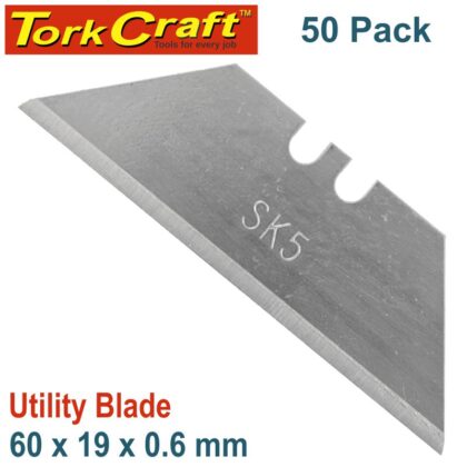 TORK CRAFT - UTILITY BLADE SOLID 60MM X 19MM X 0.6MM 50PC SK5 TCBB100-50