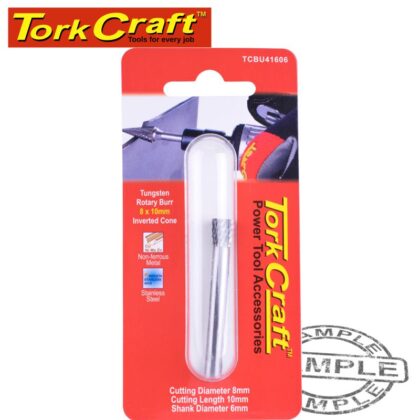 TORK CRAFT - ROTARY BURR TUNGSTEN 8X10X6MM INVERTED CONE TCBU41606