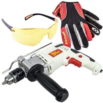 TORK CRAFT - IMP. DRILL 13MM TCID0850 + SAFETY EYEWEAR B5173 + GL22 MECHANICS GLOVE TORKIT035