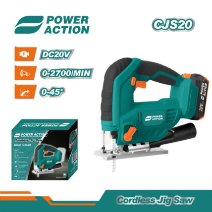 POWER ACTION - Cordless Jigsaw with LED light, 20mm stroke - CJS20