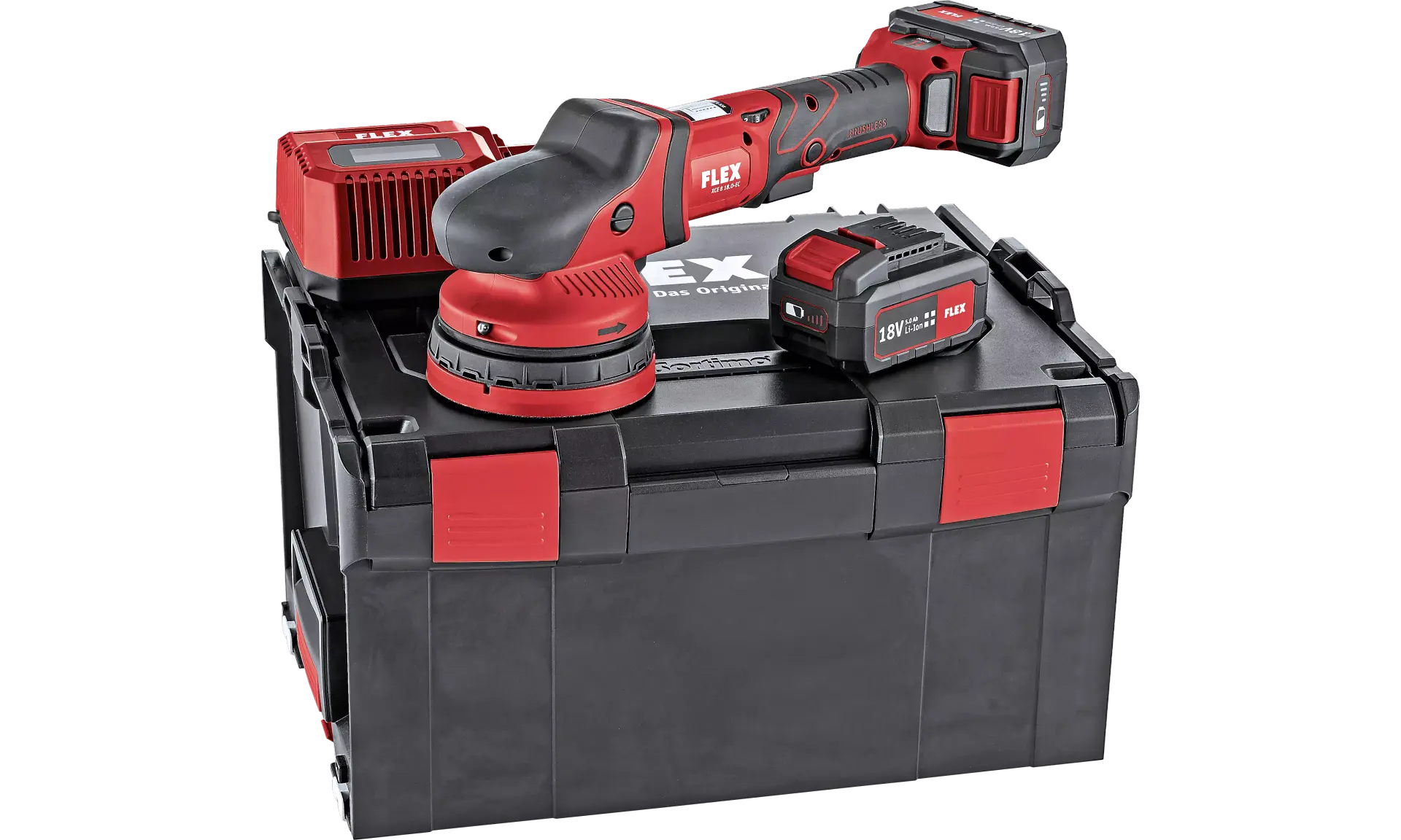 FLEX - Random Orbital Polisher with Positive-Action Drive, brushless, 2x 5.0Ah battery, i-charger, in CC - XCE 8 125 18.0-EC/5.0 Set (4)