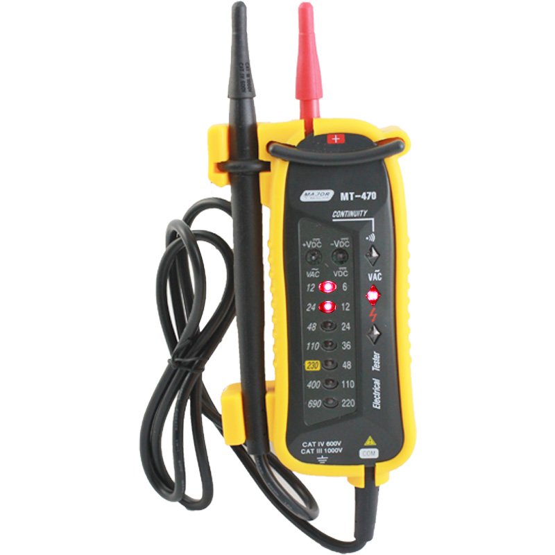 MAJOR-TECH - 690V AC/220V DC LED Voltage Tester, CAT IV 600V MT470