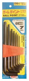 EIGHT HEX KEY SET BALL POINT 3/32 - 3/8 FLAT RED HOLDER EB016-2