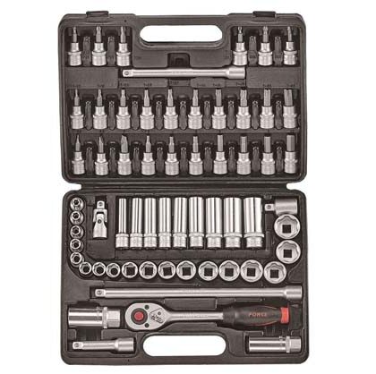 FORCE 3/8 DR 61PC COMBINATION SOCKET & BIT SET 6-24 DEEP 8-19MM HEX S FO3611