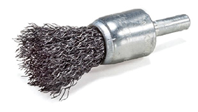 WIRE WHEEL END BRUSHES W/SHANK 25MM CRIMP STEEL WIRE MBV005B