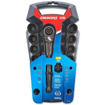 CRESCENT X6 PASS THRU 20 PCE SET SAE & MM 10-19MM 3/8-7/8 PMCX6PT20