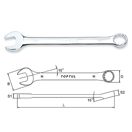 TOPTUL - 15 MM.STD COMB WRENCH AAAB1515