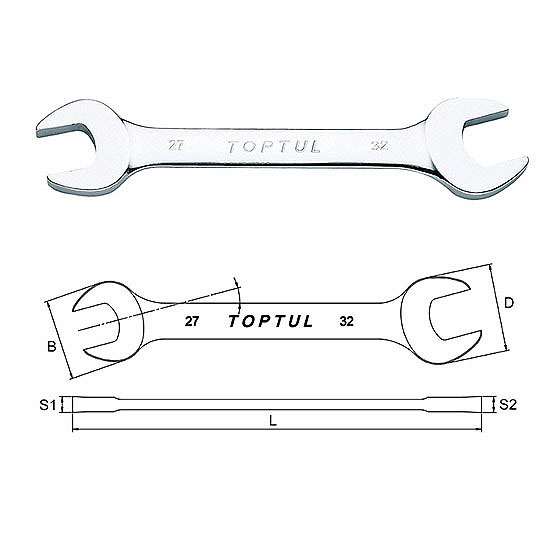 TOPTUL - 21 X 23mm DOUBLE OPEN END WRENCH AAAJ2123