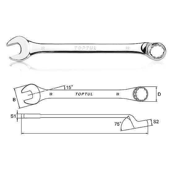 TOPTUL - 28 MM.STD.COMB.WRENCH 75 DEG.OFFSET AAAN2828