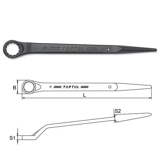 TOPTUL - 22mm SINGLE RING WRENCH 45 DEG OFFSET AAAS2222