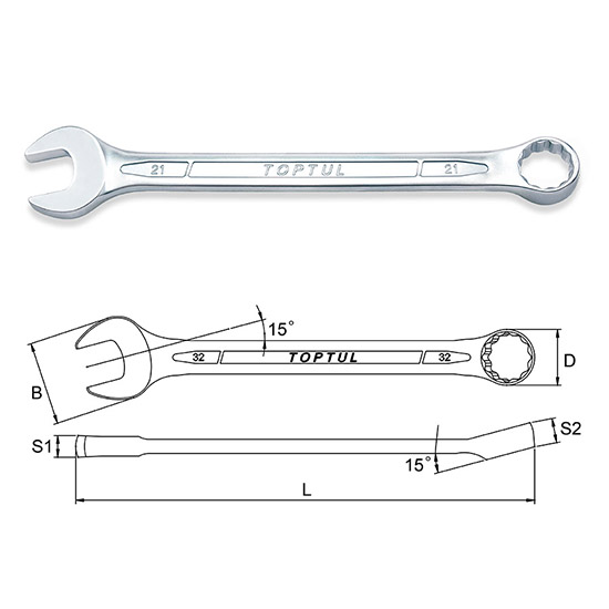 TOPTUL - 24 MM STANDARD COMBO WRENCH (EUROPE) AAEB2424