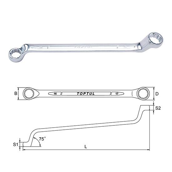 TOPTUL - 8mm X 9mm DOUBLE OPEN END WRENCH AAEJ0809