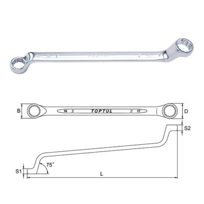 TOPTUL - 20 x 22mm DOUBLE RING WRENCH 75 DEG OFFS AAEI2022