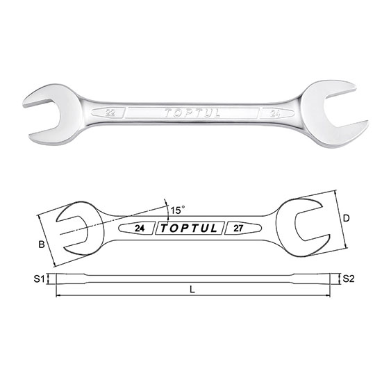 TOPTUL - 21 X 23mm DOUBLE OPEN END WRENCH AAEJ2123