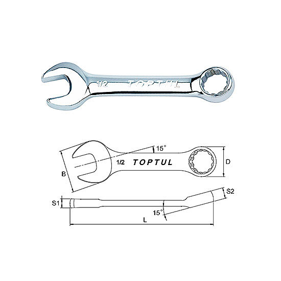 TOPTUL - MIDGET COMB SPANNER 11/16 IMP ACAF2222