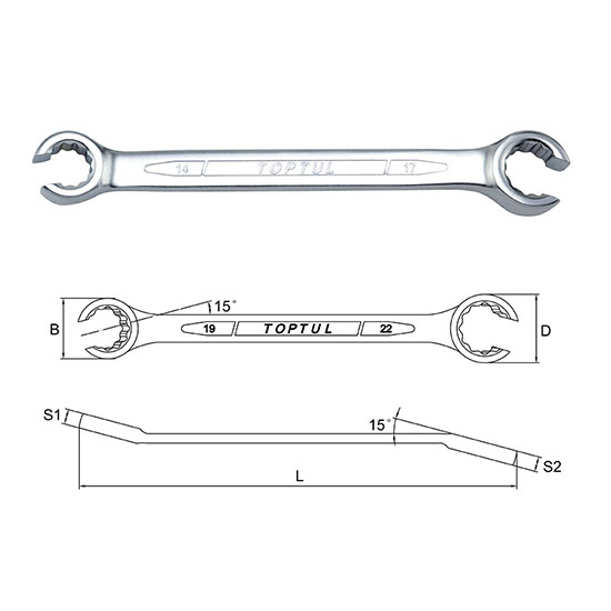 TOPTUL - 8 x 10 MM FLARE NUT WRENCH AEEA0810