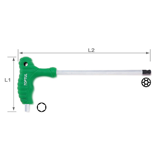 TOPTUL - 5 MM 2WAY BALL POINT & HEX KEY WRENCH AGCA0521