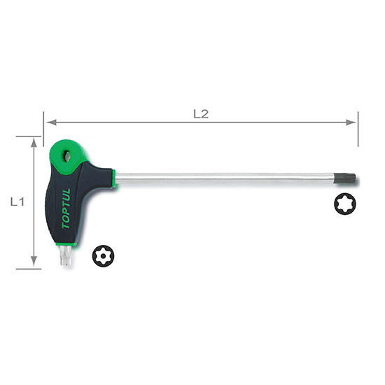 TOPTUL - T10 L-TYPE 2 WAY STAR & TAMPERPROOF KEY WRENCH AIED1014