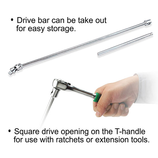 TOPTUL - 1/2" FLEXIBLE DRIVER w SLIDING T-HANDLE CTLA1650(1)