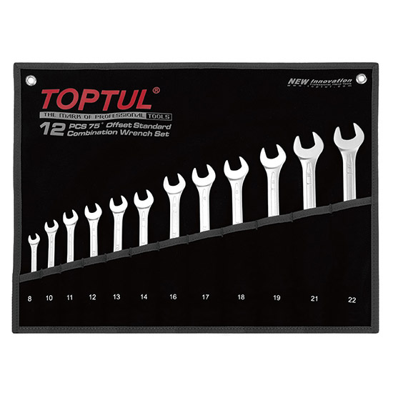 TOPTUL - 12 PC STD COMBO WRENCH 75 DEG (8-22) GPAN1201