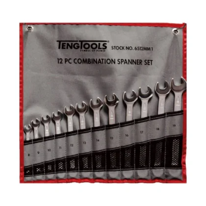 TENG TOOLS - 12PC Combination Spanner Set - Tool Roll - 6512MM1