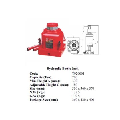 Torin BIG RED Jacks - Hydraulic Bottle jack 200 ton - T920001(1)