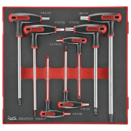 TENG TOOLS - 7PC T-Handle Hex Key Set in EVA Foam - TEDHEX7