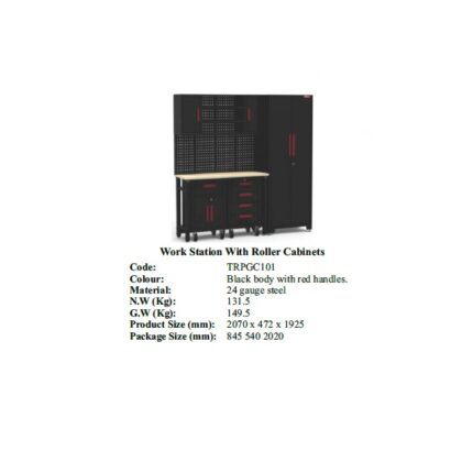 Torin BIG RED Jacks - Work Station With Roller Cabinets Black body with red handles - TRPGC101