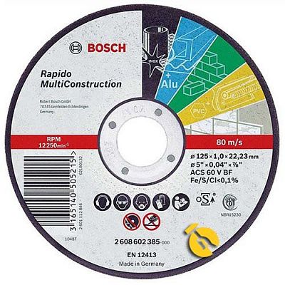 BOSCH PROFESSIONAL - Rapido straight cutting Multi Construction ACS 60 V BF, 125, 1,0 (25 PACK) - 2608602385